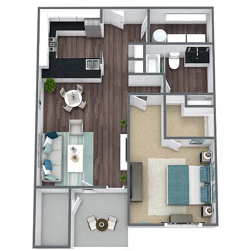Floor plan A1: 1 Bed 1 Bath