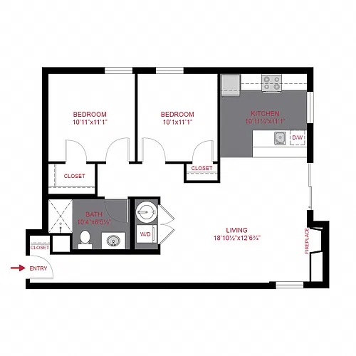 Floor plan 2 Bed 1 Bath B3