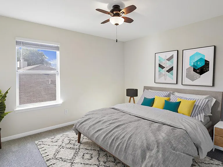 Bedroom 6. This image shows a virtually furnished space. Bedrooms come unfurnished.