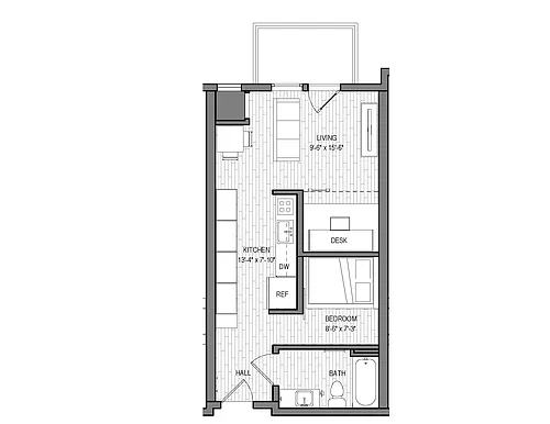 Floor plan Copper (W/ Den) - Furnished