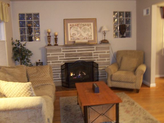 gas fireplace, hardwood floors throughout