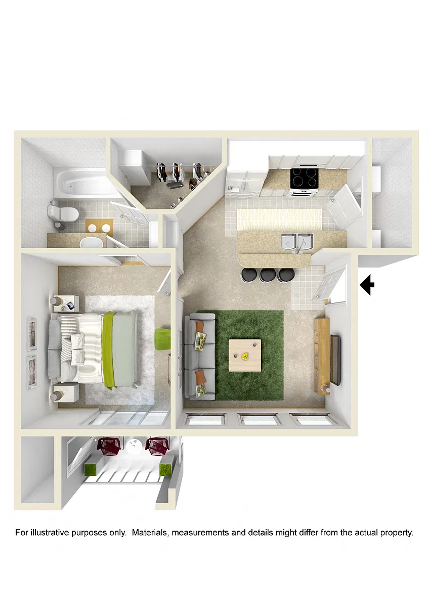 Floor plan 1Bedroom/1Bath