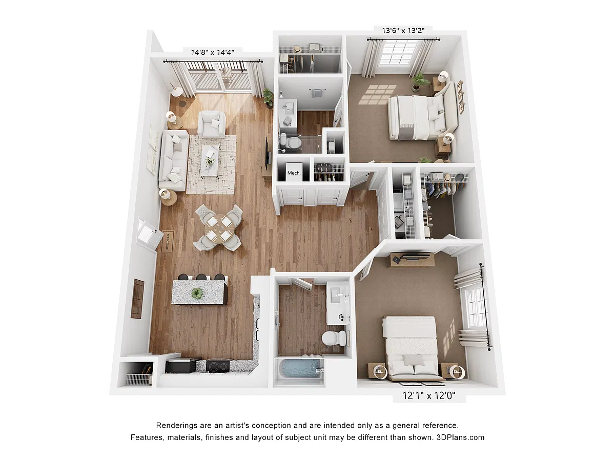 Floor plan 2 Bed 2 Bath