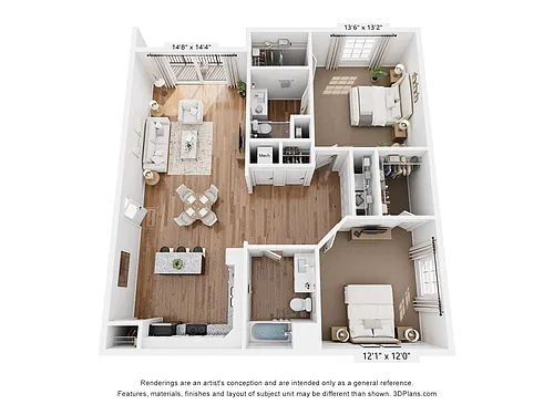 Floor plan 2 Bed 2 Bath