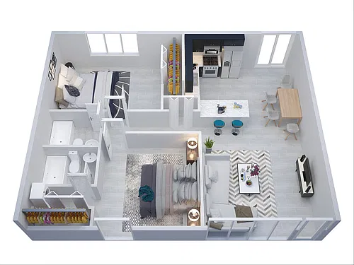 Floor plan Two Bedroom Two Bath