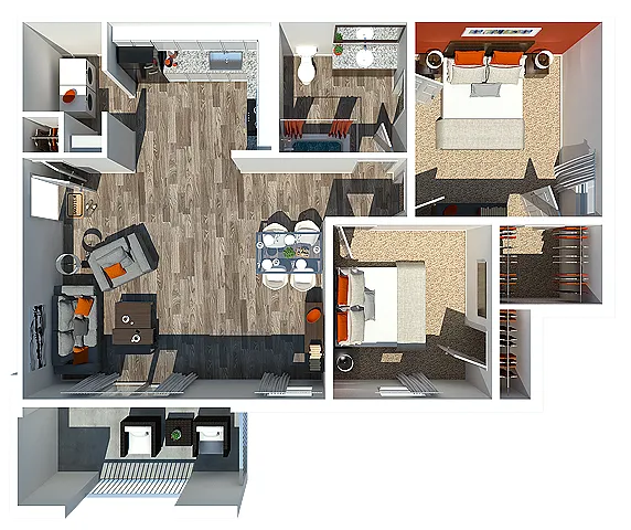 Floor plan Two Bedroom | One Bathroom