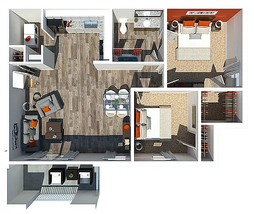 Floor plan Two Bedroom | One Bathroom