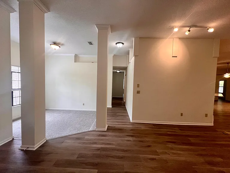 Dining room to left and hall to bedrooms