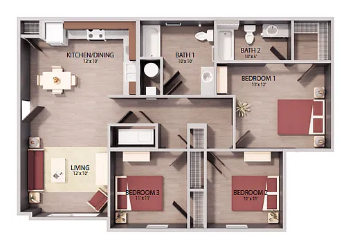 Floor plan Three Bedroom