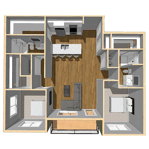 Floor plan D3 1225 SF