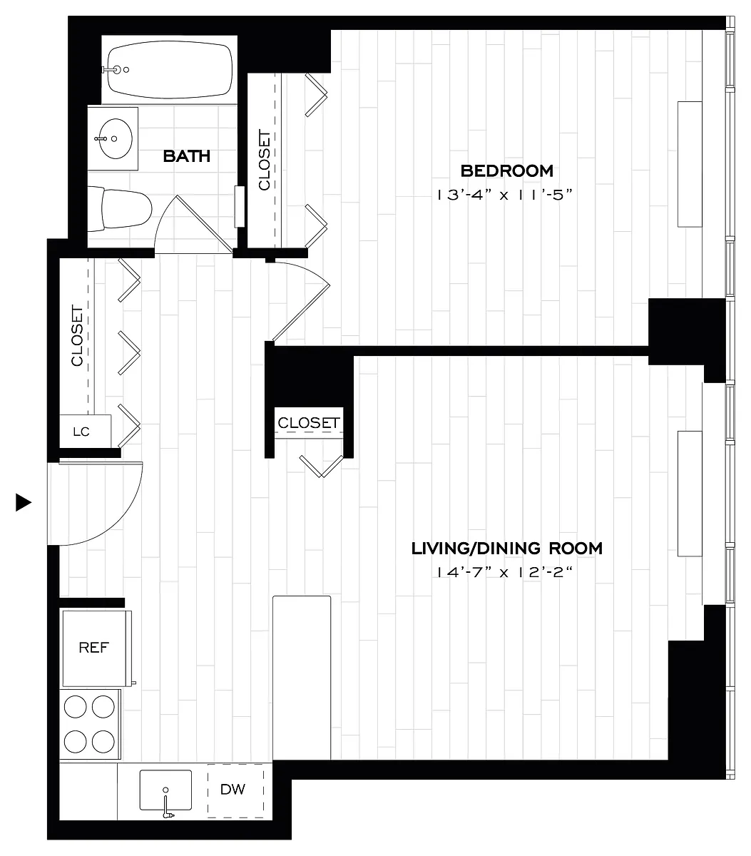 Floor plan 1 Bed/1 Bath-A06.1
