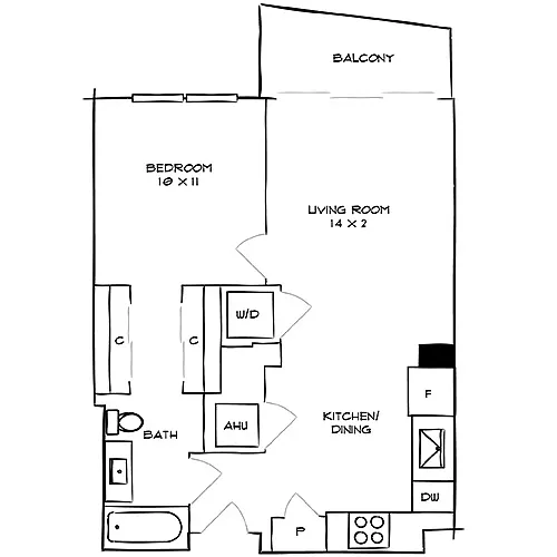 Floor plan The Gardens 1A