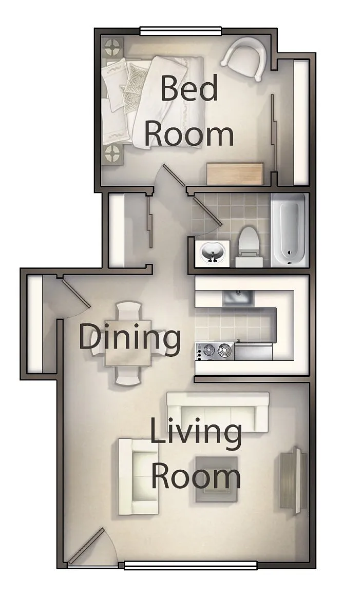 Floor plan 1 Bed 1 Bath