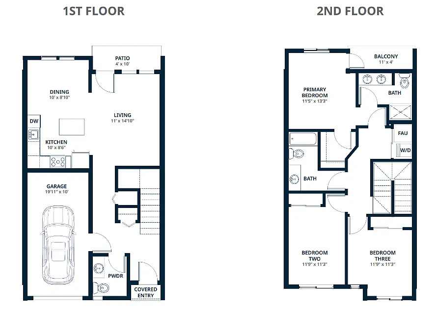Floor plan 3 Bedroom 2.5 Bath