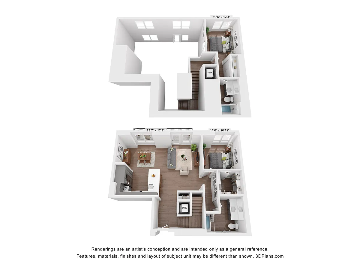 Floor plan 2 Bedroom, 2 Bath Townhome