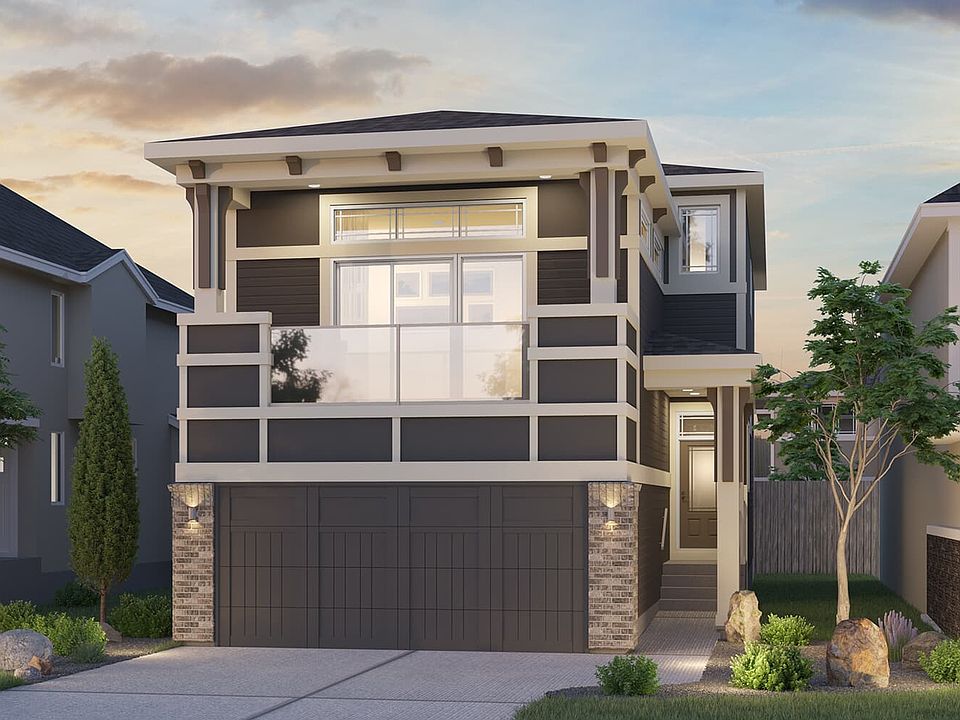 Exterior view of the Hudson 2 Prairie model by Brookfield Residential in Calgary.