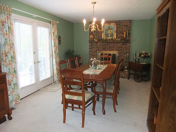 dining room with fire place