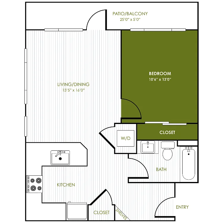 Floor plan 1 Bedroom 1 Bathroom F