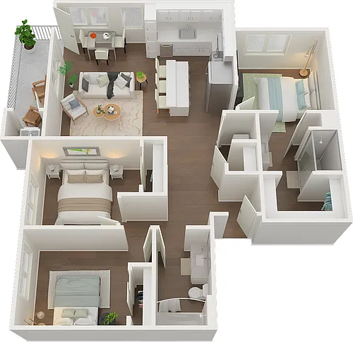 Floor plan 3 Bed 2 Bath PNL3BC
