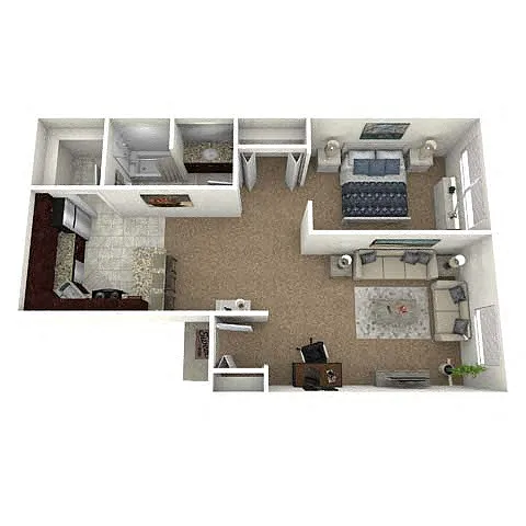 Floor plan 1BR/1BA Roosevelt