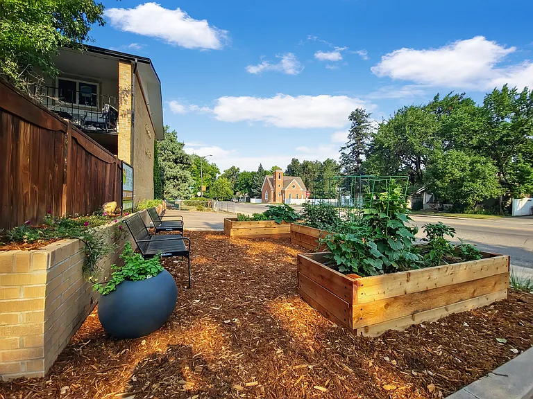 Community garden space. Help yourself to fresh vegetables and herbs!