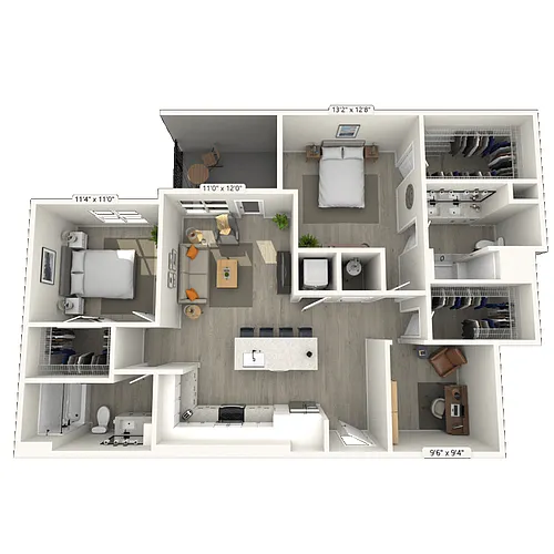 Floor plan BA 2x2 1275 SF-FP