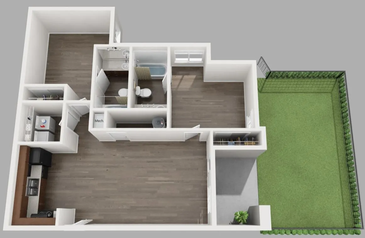 Floor plan B3UF Floor Plan (Fenced Yard)
