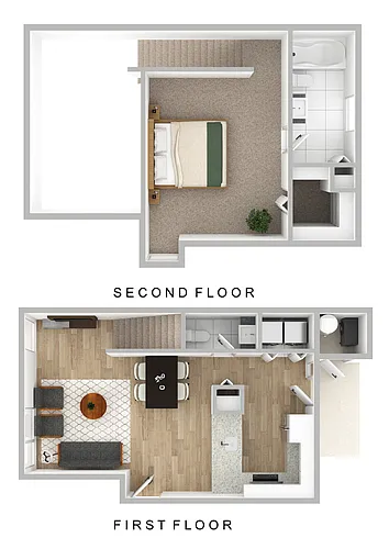 Floor plan 1 Bed 1.5 Bath