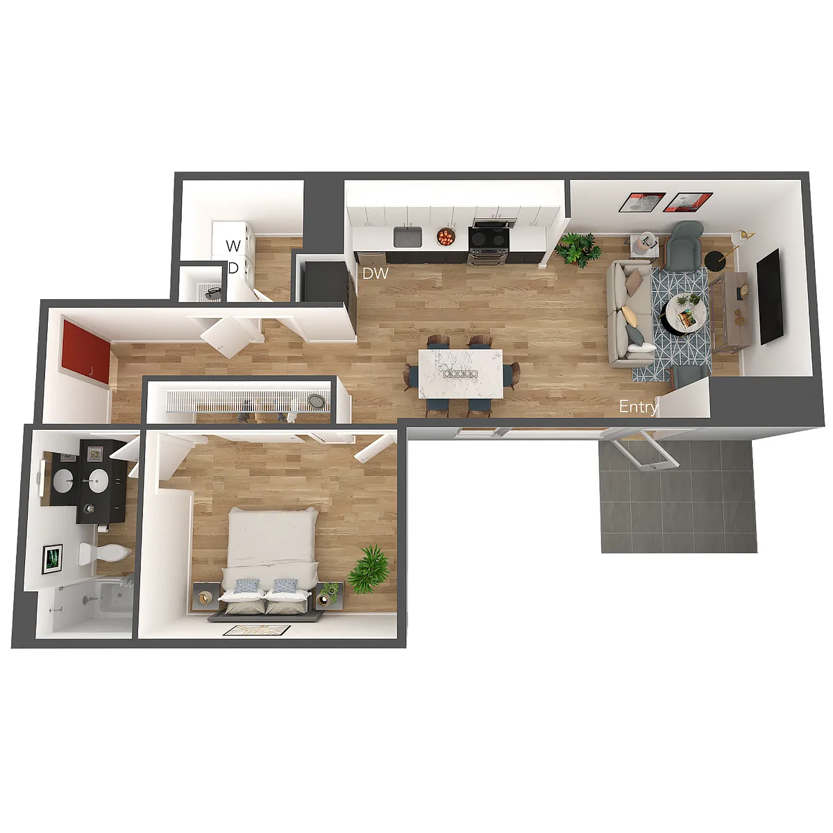 Floor plan 1X1 L