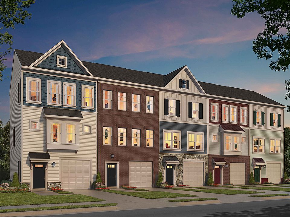 An exterior rendering of the Skyline townhome at Snowden Bridge by Brookfield Residential.