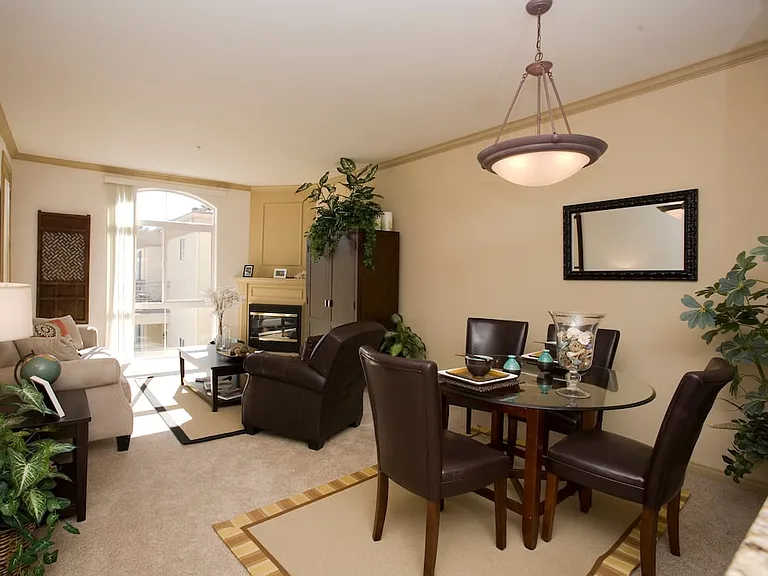 Classic Package I living and dining area with carpet