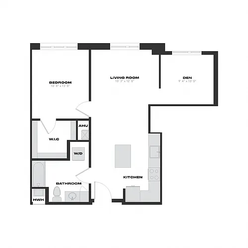 Floor plan 1 Bed/1 Bath Den-A7