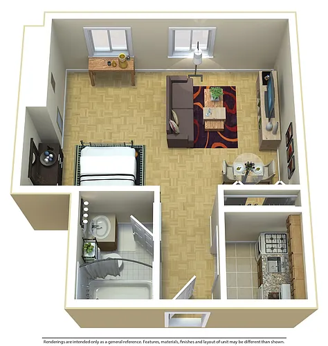 Floor plan Junior Studio 1 Bathroom