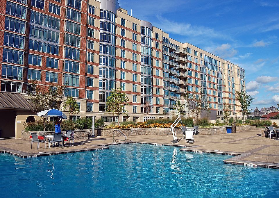Outdoor pool with grill area