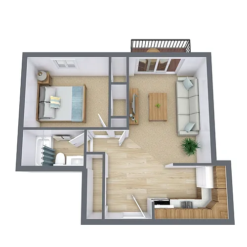 Floor plan One Bedroom 11D
