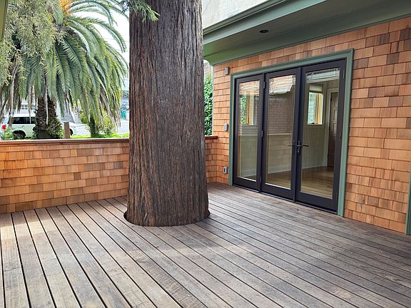 Private redwood deck