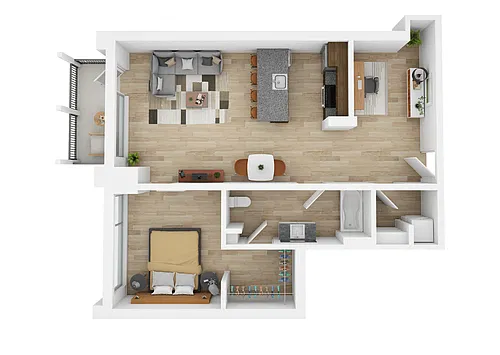 Floor plan One-Bedroom + Den L