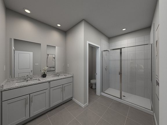 Primary bathroom rendering in the Davenport.