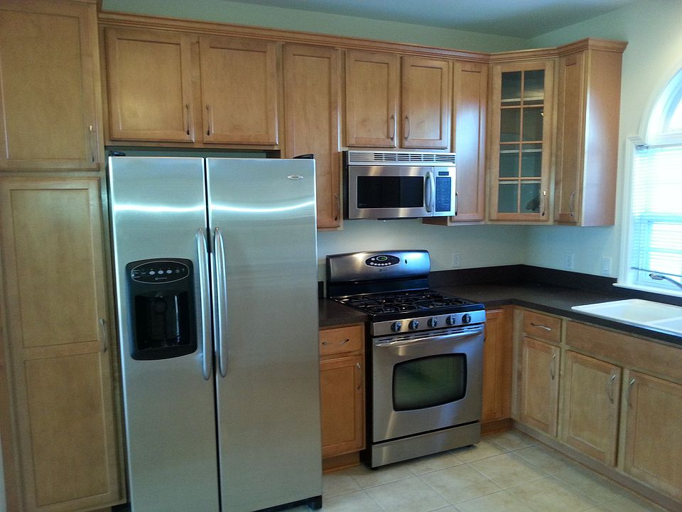 Stainless steel appliances in kitchen