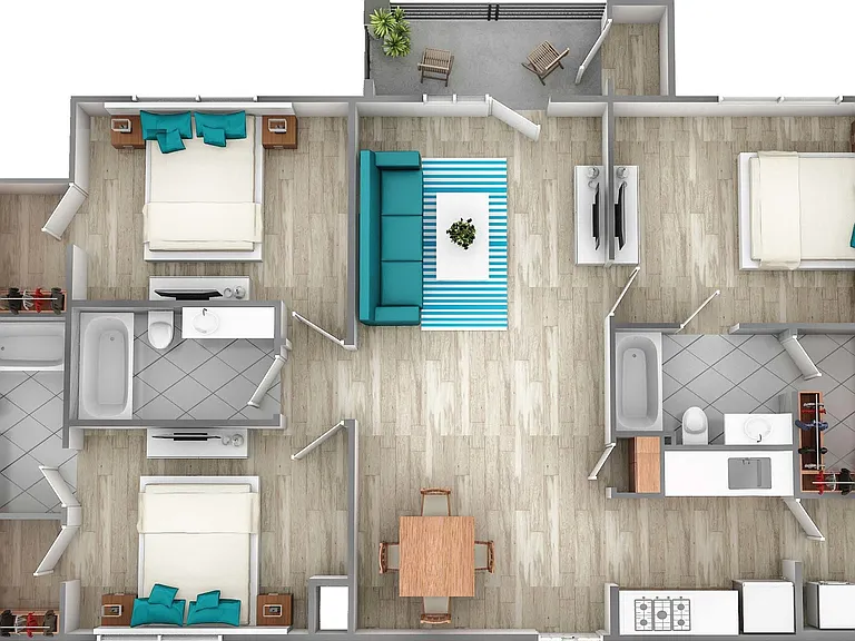 Three Bedroom Three Bath | 1259 sq ft Three Bedroom Three Bath | 1259 sq ft