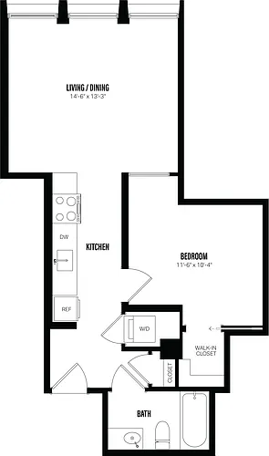 Floor plan Junior 1 Bed/1 Bath-B4