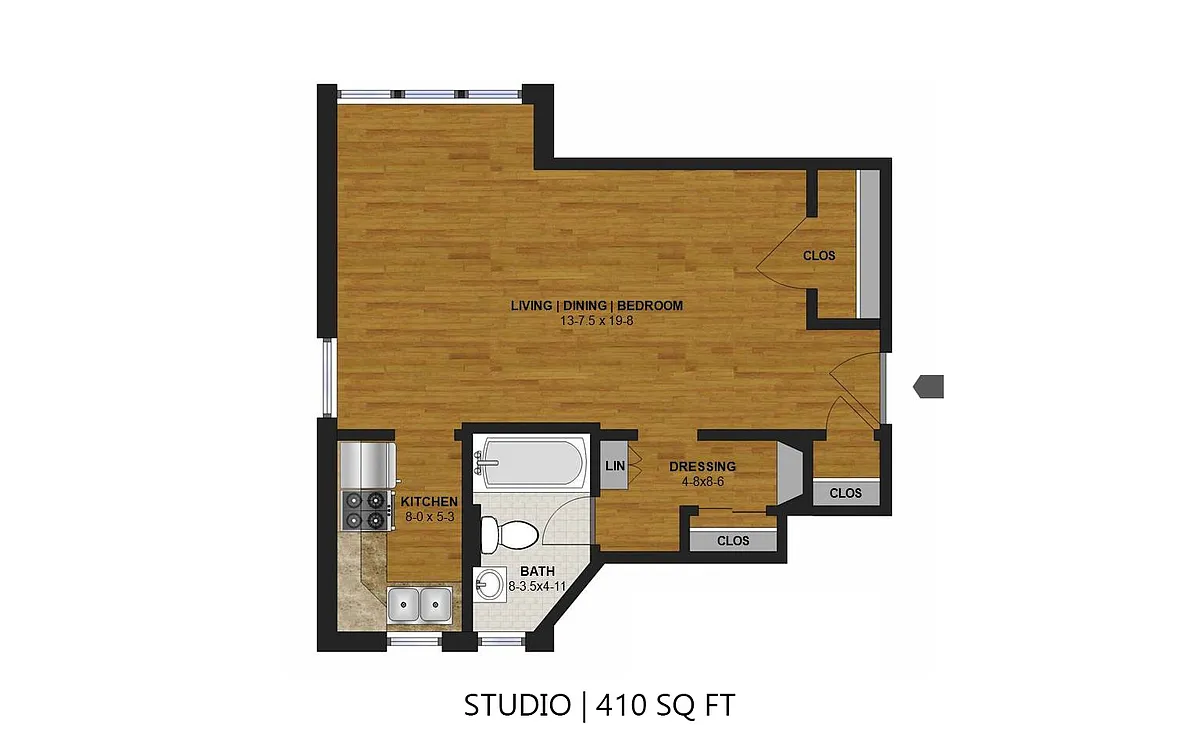 Floor plan Linden Hills 2715 & 2719 - Studio