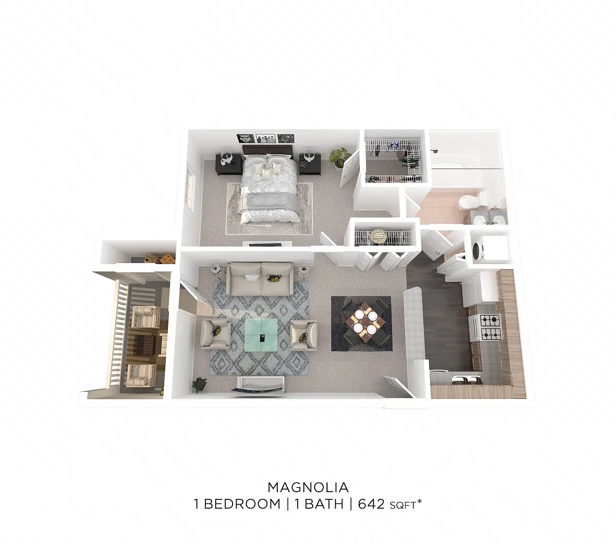 Floor plan One Bedroom - 642 sqft