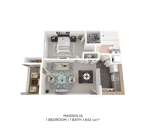 Floor plan One Bedroom - 642 sqft