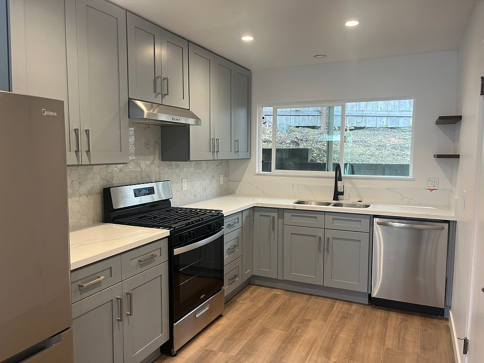 Kitchen with all new appliances and cabinets.