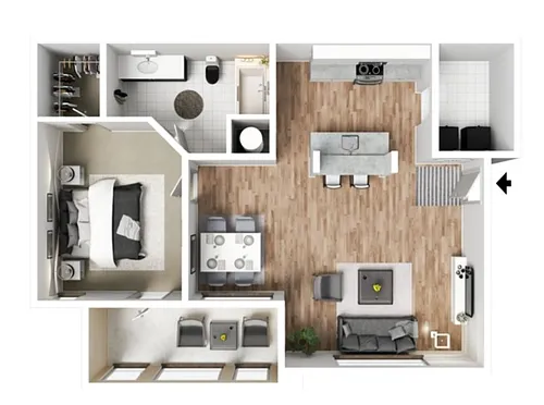 Floor plan 1 X 1 B