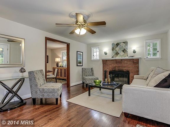 Living Room with wood burning fireplace