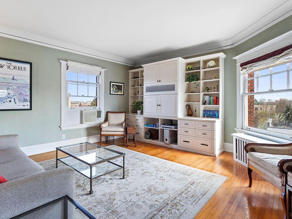 Built-in and view of living room