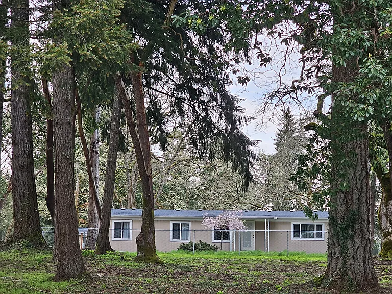Outside of the home with lovely trees