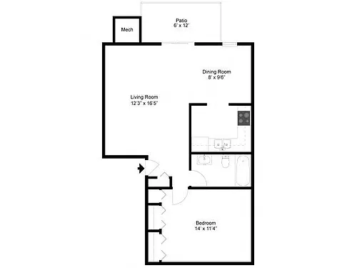 Floor plan 1 Bedroom Apartment